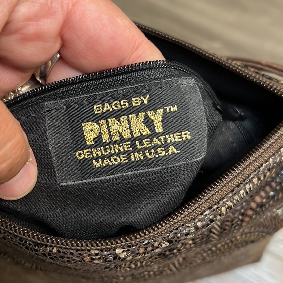 VINTAGE 90’s BAGS BY PINKY BROWN & CREAM LEATHER SMALL BAG - Picture 11 of 14